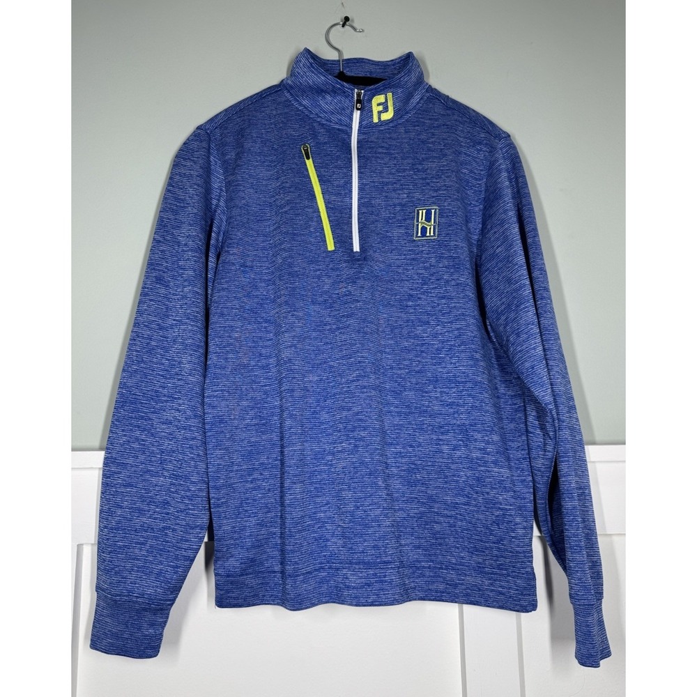 Footjoy FJ Pullover Mens Small Blue Quarter Zip Golf‎ Performance Logo